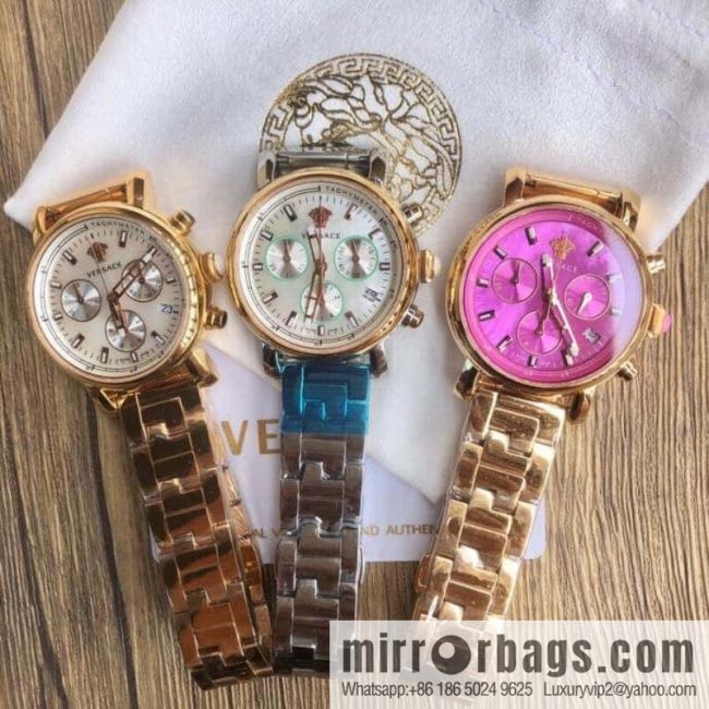 Versace VLB six-hand chronograph quartz women\'s watch natural mother-of-pearl sapphire glass - Image 4