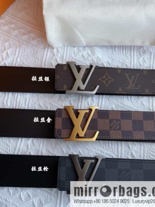 LOUIS VUITTON Classic brown checkerboard/black checkerboard/presbyopia 40mm belt