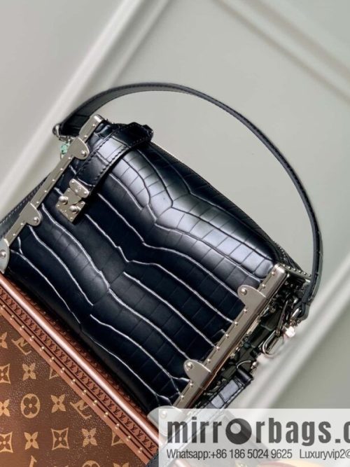 M21477 black crocodile pattern M46358 full leather box bag series M21741 SIDE TRUNK handbag