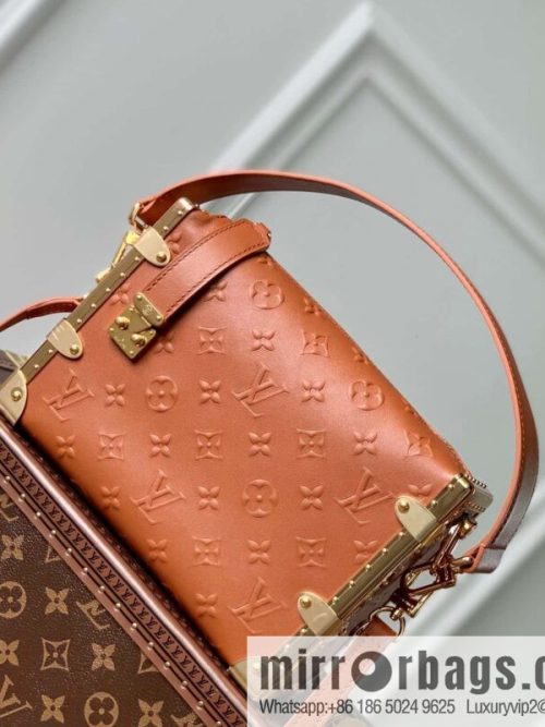 M21477 gold brown full leather M46358 full leather box bag series M21741 SIDE TRUNK handbag (copy)