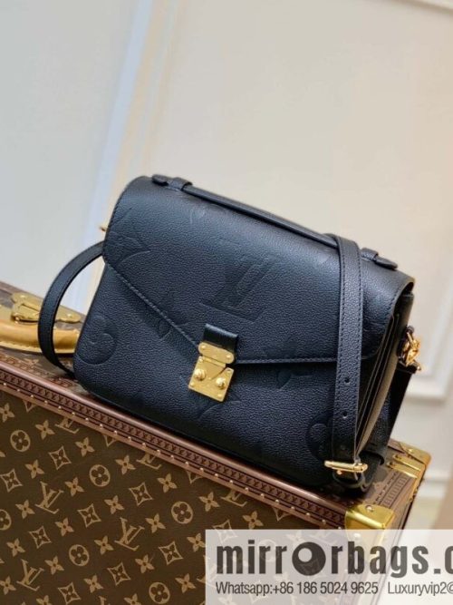 LV top original order M59211 black full leather courier bag Pochette Metis courier bag