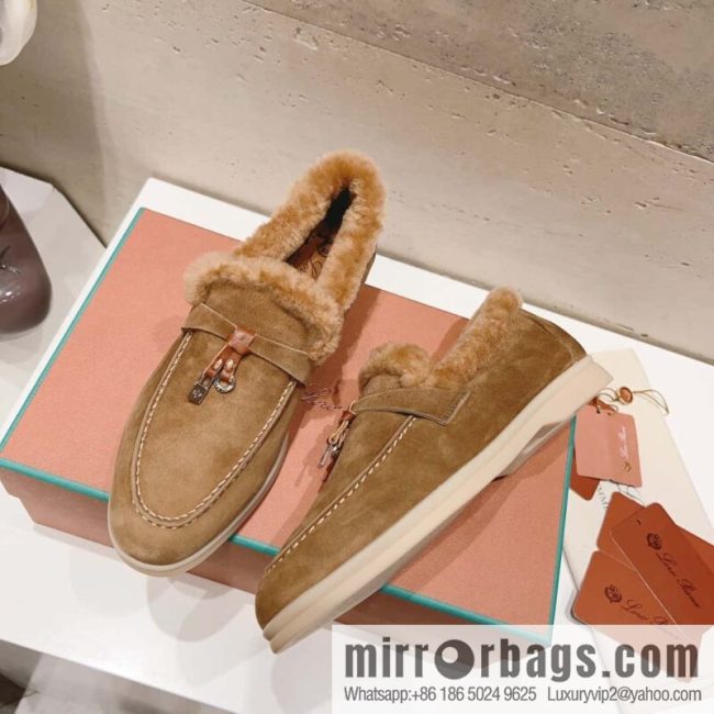 🐰🐰Loro Pian * Classic popular LP top version, British tassel flat-bottomed fluffy loafers