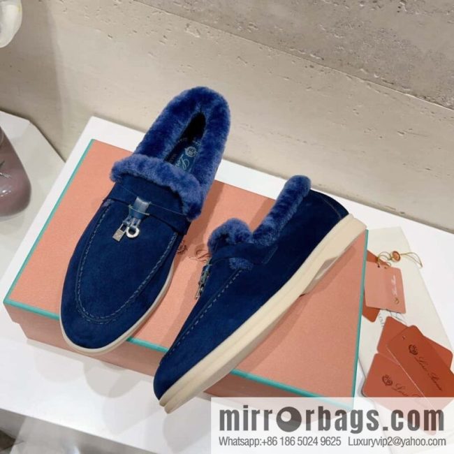 🐰🐰Loro Pian * Classic popular LP top version, British tassel flat-bottomed fluffy loafers