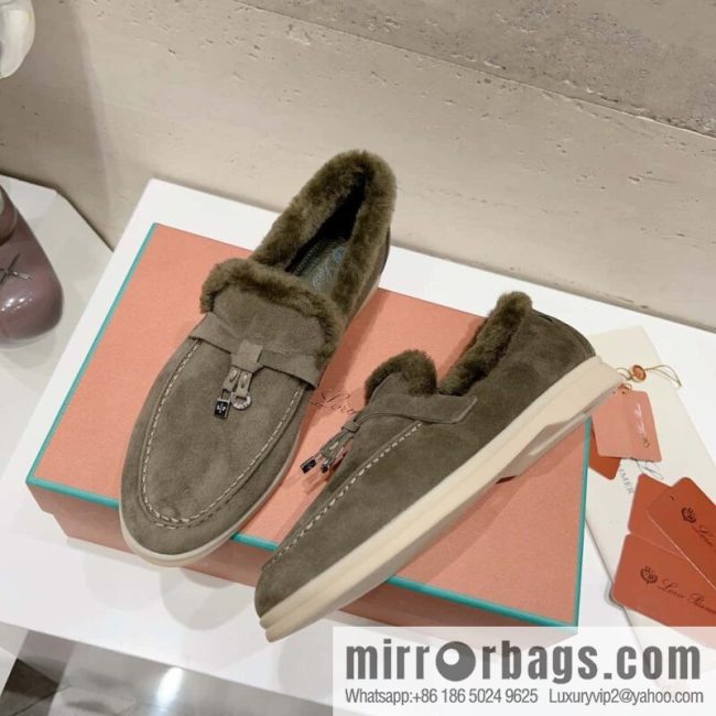 🐰🐰Loro Pian * Classic popular LP top version, British tassel flat-bottomed fluffy loafers