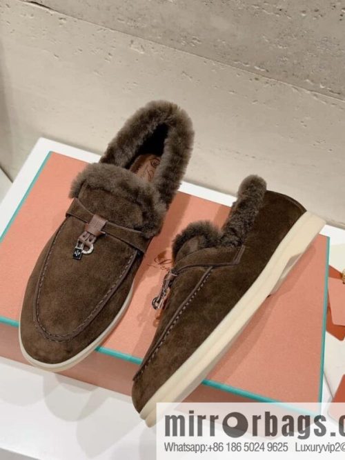 🐰🐰Loro Pian * Classic popular LP top version, British tassel flat-bottomed fluffy loafers