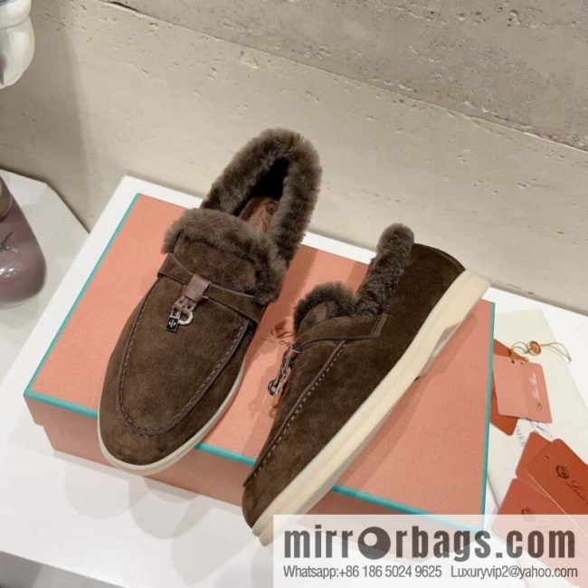 🐰🐰Loro Pian * Classic popular LP top version, British tassel flat-bottomed fluffy loafers