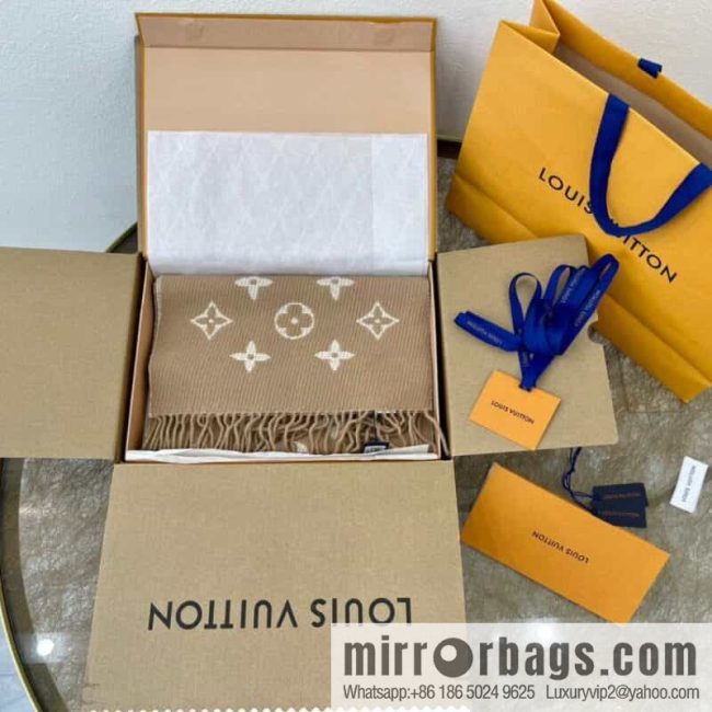 LV Louis Vuitton Wool Alpaca Hair Blended Daily Scarf M76701 - Image 2