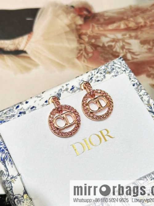 New ☑️ DIOR rose gold CD pink diamond stud earrings