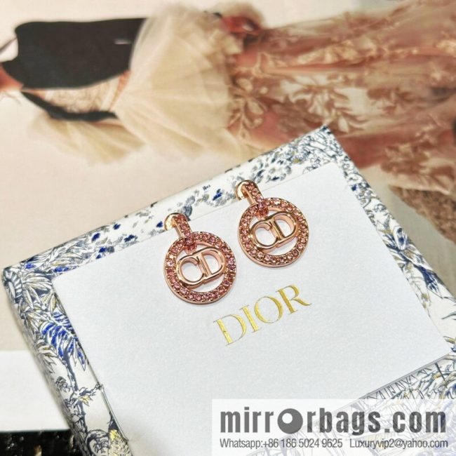 New ☑️ DIOR rose gold CD pink diamond stud earrings