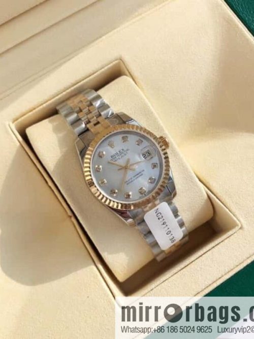ROLEX-Rolex Diary Women\'s Natural Diamond Watch with Swiss ETA-2671 Movement