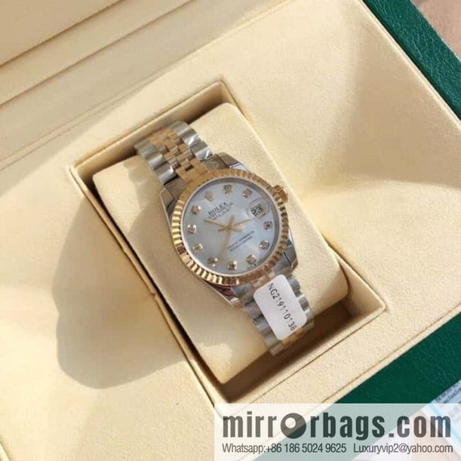 ROLEX-Rolex Diary Women\'s Natural Diamond Watch with Swiss ETA-2671 Movement