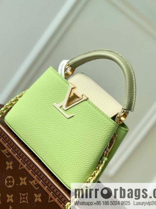 M21689 green with white M22055 CAPUCINES BB handbag