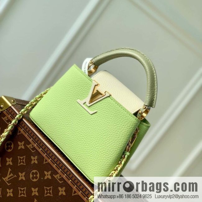 M21689 green with white M22055 CAPUCINES BB handbag