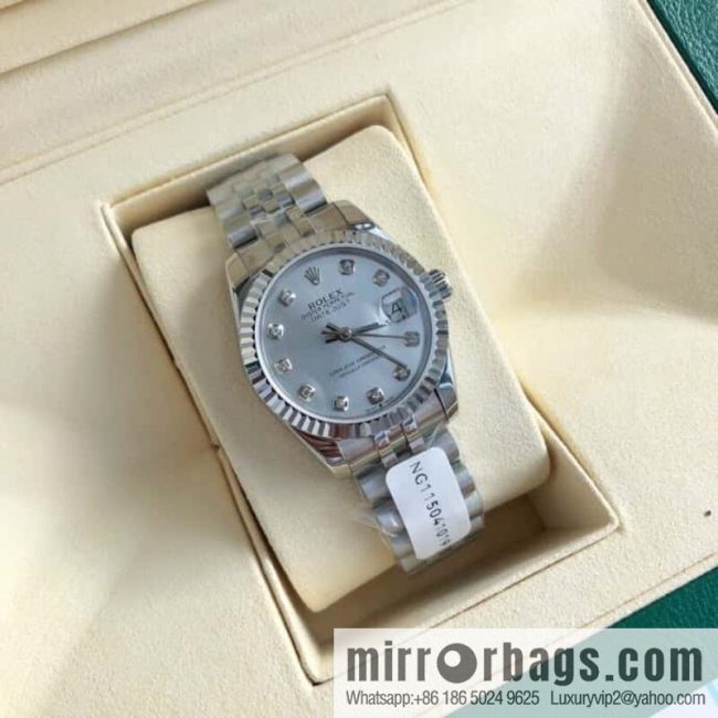 ROLEX-Rolex Diary Women\'s Natural Diamond Watch with Swiss ETA-2671 Movement