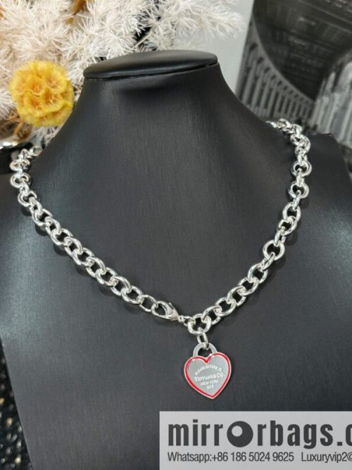 ☀Tiffany & Co. Tiffany LOVE series red love peach heart necklace