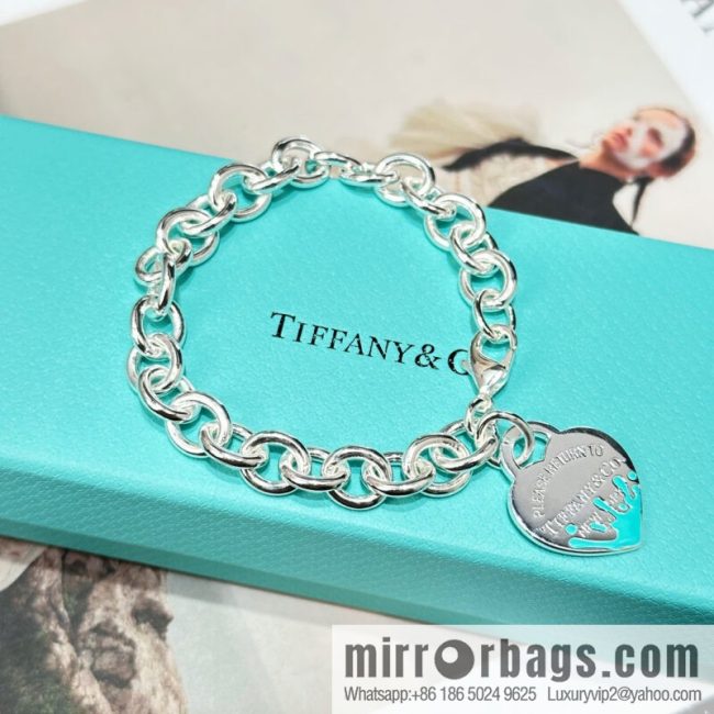 ☀Tiffany & Co. Tiffany LOVE series blue love peach heart bracelet