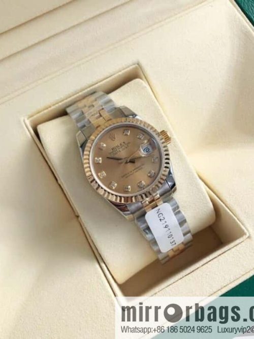 ROLEX-Rolex Diary Women\'s Natural Diamond Watch with Swiss ETA-2671 Movement