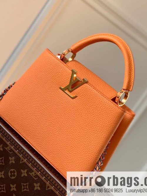 M22055 Coral Orange, Small, this Capucines Mini handbag.