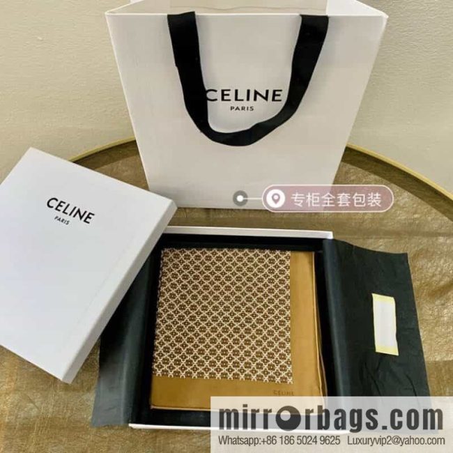 CELINE Celine Arc de Triomphe logo 100 silk square scarf