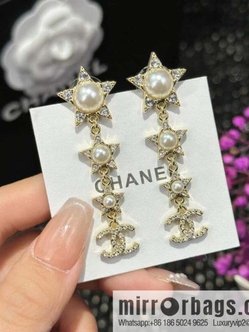 ☀️New ☑️ chanel c4 double c pentagram ⭐ star stud earrings ☀️