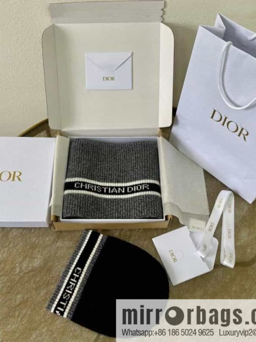 (Set) Dior Black Grey • D-White Scarf 05DWI314I007_C540