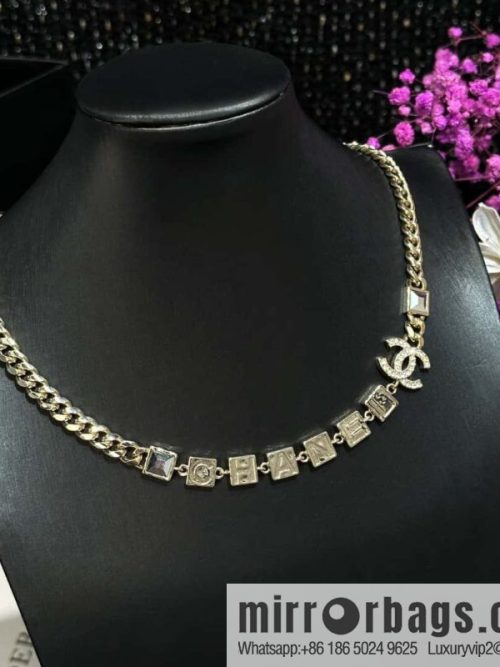 ☀️New ☑️ Chanel Double C Square Diamond Letter Necklace ☀️