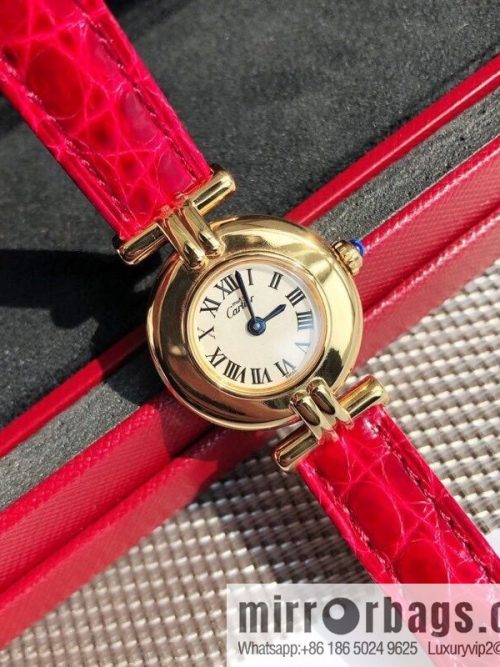 Crocodile leather version YYDS Cartier small cyclone must de small gold watch vintage medieval out of stock king