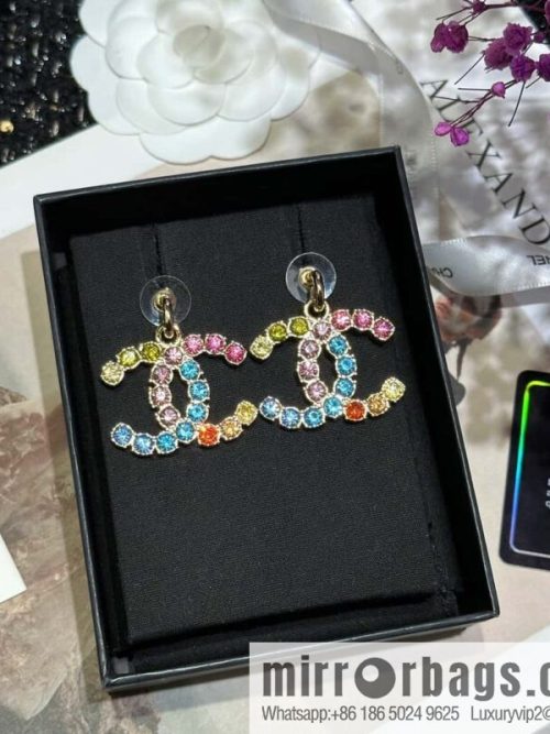 ☀️New ☑️ Chanel C2 double C diamond stud earrings ☀️