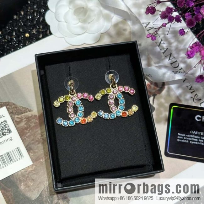 ☀️New ☑️ Chanel C2 double C diamond stud earrings ☀️