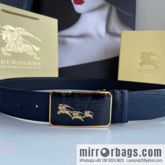 BURBERRY Burberry, resin craft logo warhorse metal buckle 3.5cm men\'s cowhide belt - Image 4