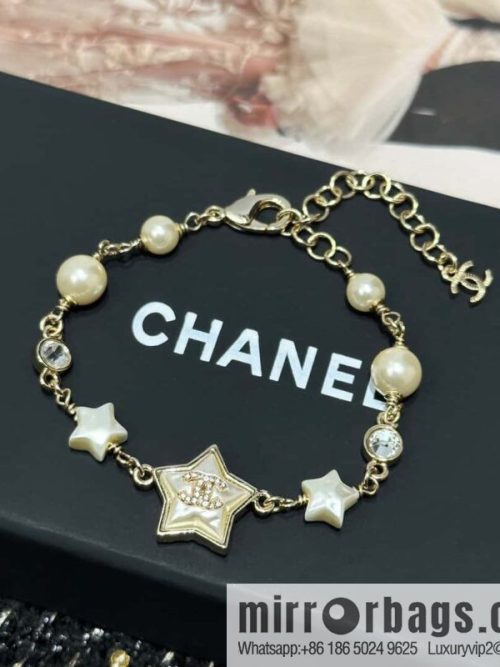 ☀️New ☑️ Chanel Double C Pentagram ⭐ Star Pearl Bracelet ☀️