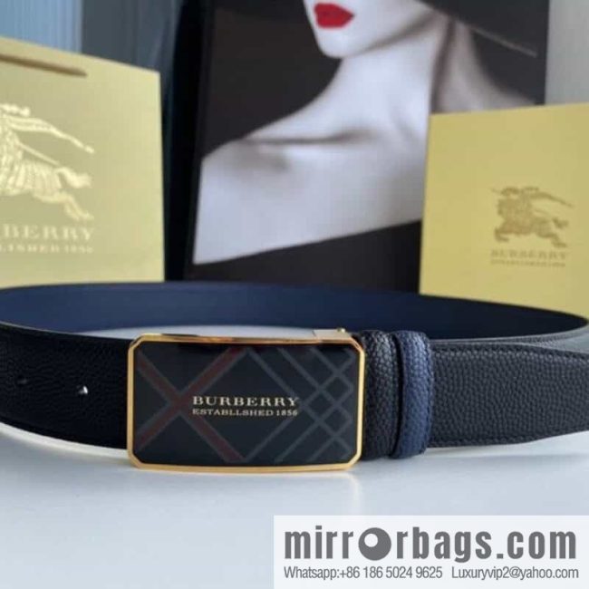 BURBERRY Burberry, resin craft logo warhorse metal buckle 3.5cm men\'s cowhide belt - Image 2