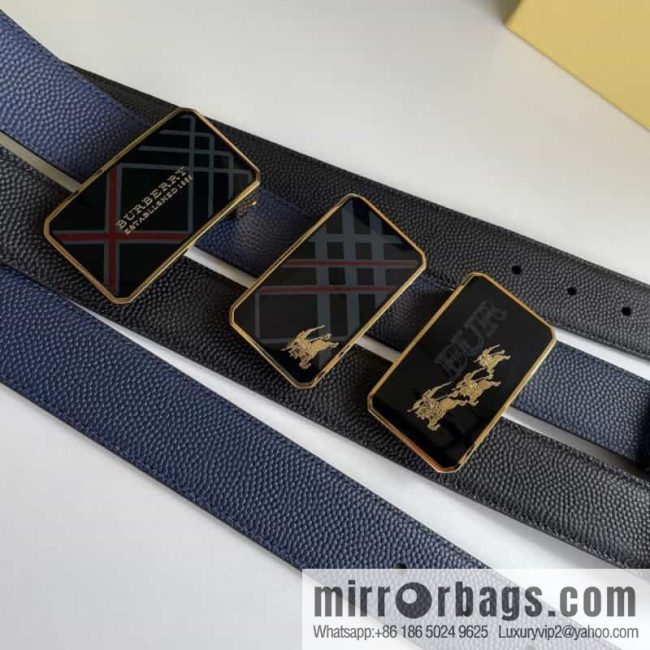 BURBERRY Burberry, resin craft logo warhorse metal buckle 3.5cm men\'s cowhide belt
