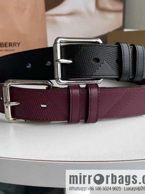 BURBERRY Cowhide Pressed Checkered Men\'s Pin Buckle Belt