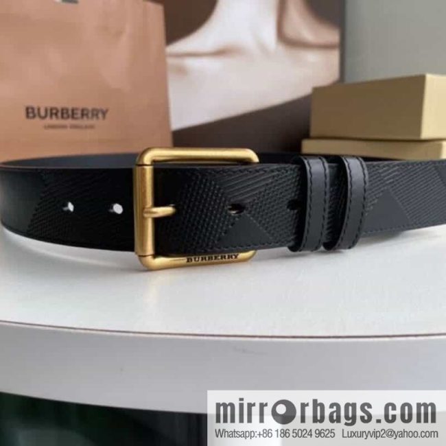 BURBERRY Cowhide Pressed Checkered Men\'s Pin Buckle Belt - Image 2