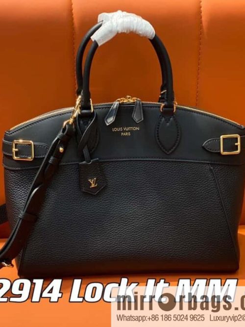 [Original order boutique] M22914 black full leather portable women\'s bag series Lock It MM handbag M22914 22925 22927 23061 Ays Lock It MM bag
