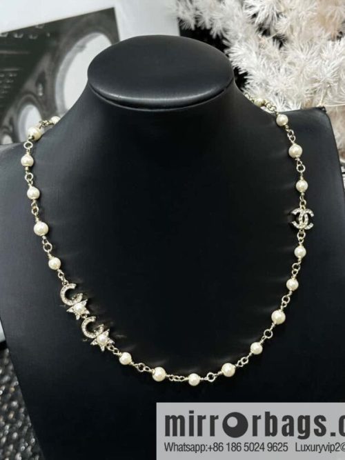 ☀️New ☑️ Chanel full diamond double C pearl coco necklace ☀️