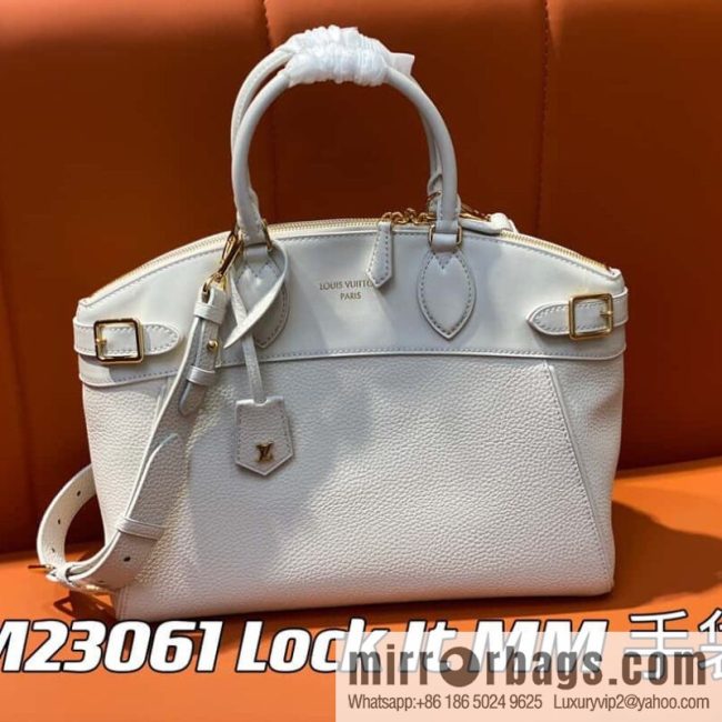 [Original order boutique] M22914 black full leather portable women\'s bag series Lock It MM handbag M22914 22925 22927 23061 Ays Lock It MM bag