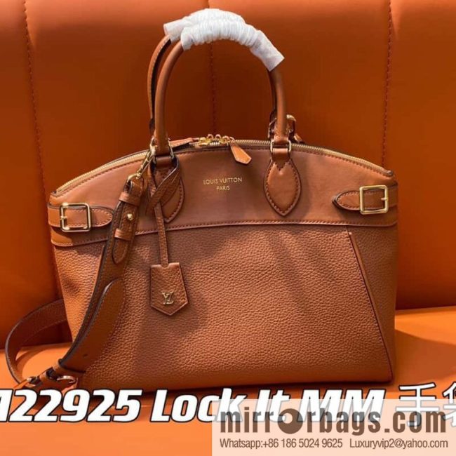 [Original order boutique] M22914 black full leather portable women\'s bag series Lock It MM handbag M22914 22925 22927 23061 Ays Lock It MM bag