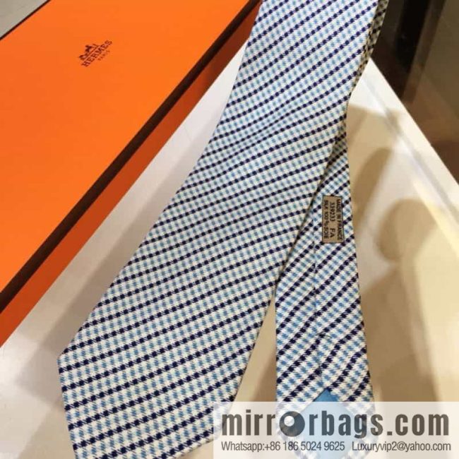 Hermes 100% Top Twill Silk H Twill Stripe Tie - Image 3