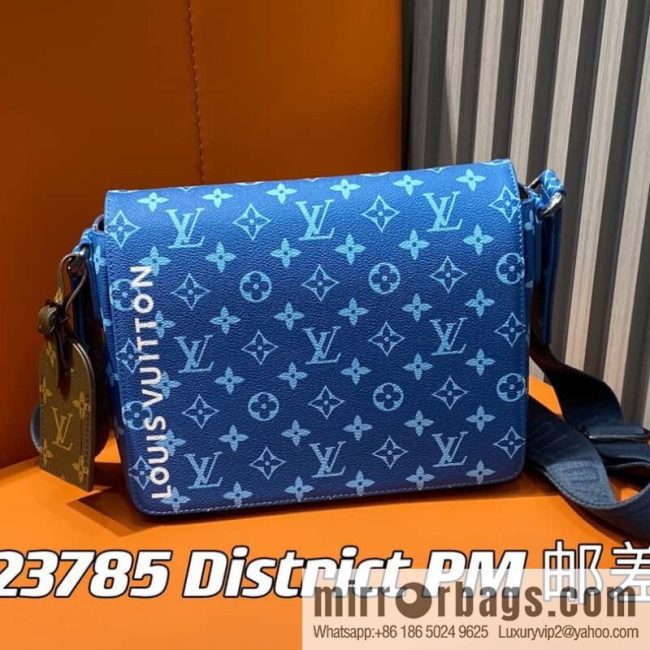 [Original order boutique] M23785 blue silk screen, men\'s bag messenger bag series District PM messenger bag