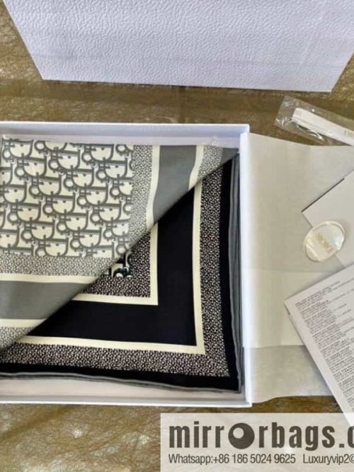 Dior \"D Letter Bookmark Double Sided\" 100% Silk Scarf