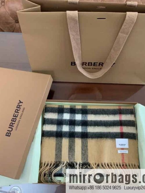 Burberry Double-Sided Letter Logo Checked Cashmere Scarf