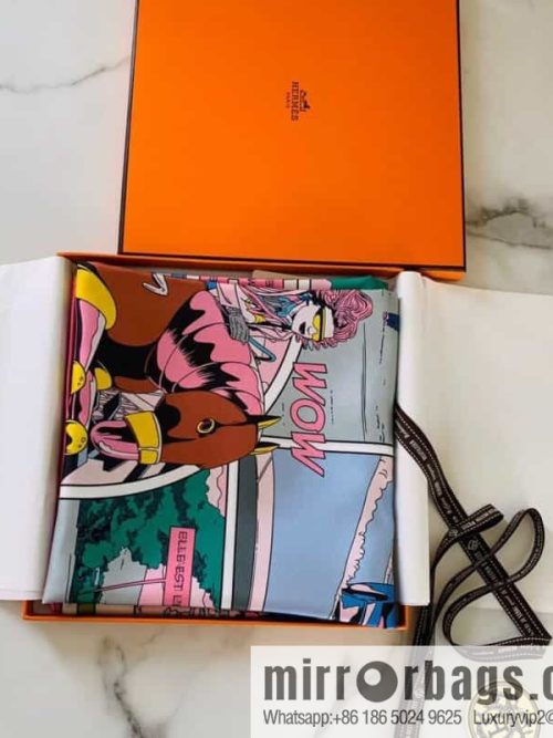 Hermes Humorous Color Fun Comic 100% Silk Scarf