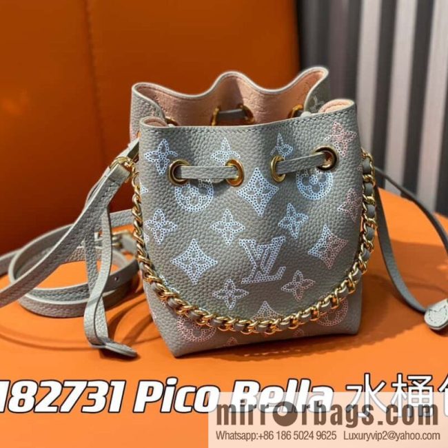 [Original order boutique] M82731 light gray, full leather mini bucket bag series Pico Bella bucket bag gray/gradual change (cut-out)