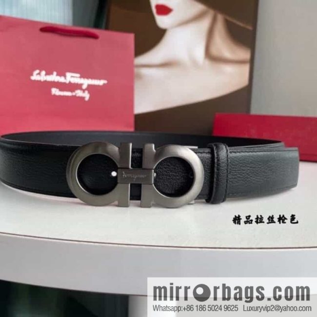 Ferragam Ferragamo, double-sided with delicate first layer of cowhide sheepskin texture belt 3.5cm - Image 4