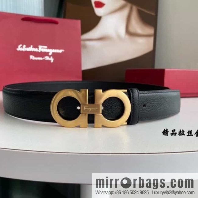 Ferragam Ferragamo, double-sided with delicate first layer of cowhide sheepskin texture belt 3.5cm - Image 3