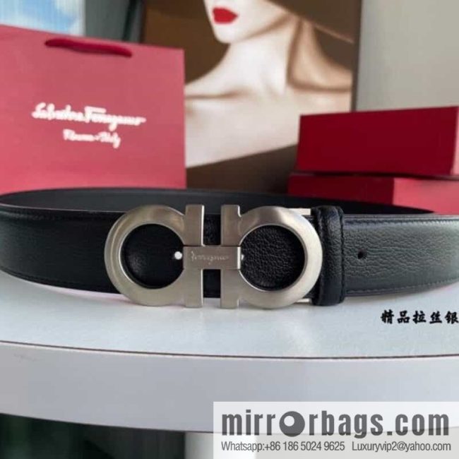 Ferragam Ferragamo, double-sided with delicate first layer of cowhide sheepskin texture belt 3.5cm - Image 2
