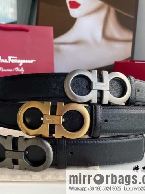 Ferragam Ferragamo, double-sided with delicate first layer of cowhide sheepskin texture belt 3.5cm