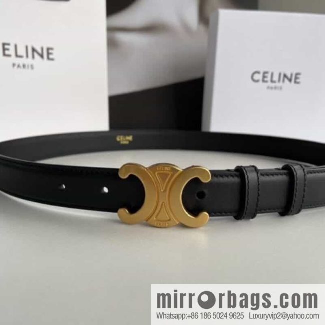 CELINE Arc de Triomphe logo gold buckle trendy belt 2.5cm - Image 3